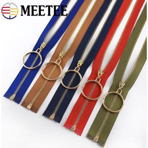 2/5pcs Meetee 3# 40/50/60/70cm Metal Zippers Open-end Zip Closure for Sewing Bags Jacket Clothes Zipper Repair Kit DIY Accessory