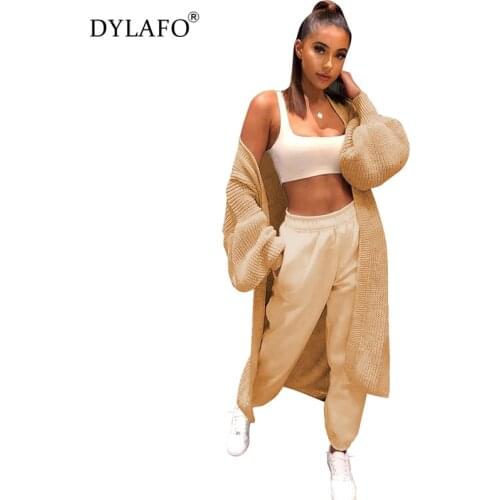 2021 Fashion Women Sweaters Winter Long Cardigans Casual Loose Sweater Female Autumn Solid Sweater Coat Plus Size