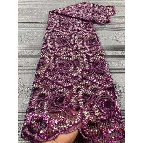 2021 New Design African Lace Fabric High Quality Sequin Embroidery French Nigerian Tulle Lace Fabric RF4324