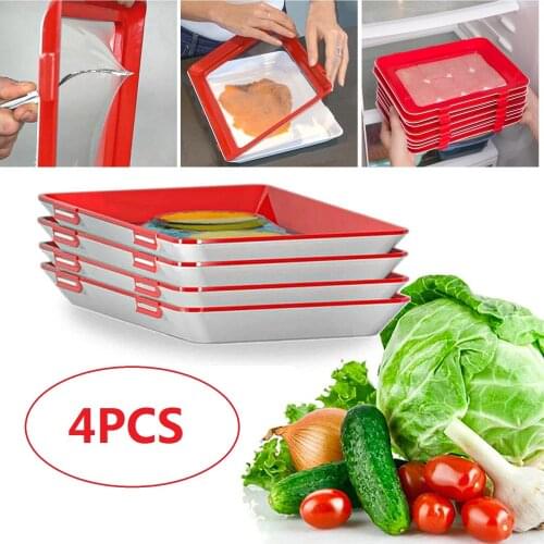 4Pcs Creative Food Preservation Tray Magic Elastic Film Buckle Vacuum Seal Keeps Food Fresh Kitchen Tools