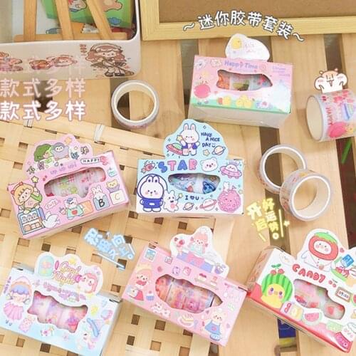 5pcs/set Cute Washi Tape Set Cartoon DIY Scrapbooing Lovely Boxed Decorate Masking Tape Gift Stationery School Supplies
