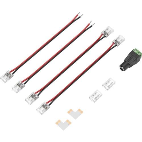5pcs High Density COB LED Strip Connector for IP20 8mm 10mm 2pin Single Color 5050 3528 Tape Light Strip to Wire FOB Connectors