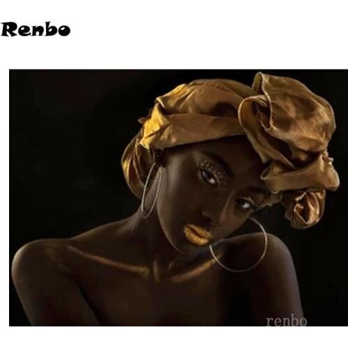 5D Diamond Painting African Black Gold Woman Rhinestones DIY Embroidery Mosaic Kit Cross Stitch Full Square Drill Rhinestones