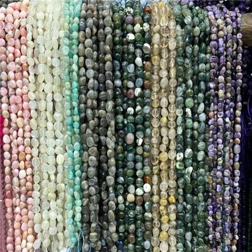6-8mm Natural Pink Opal Amethysts Moonstone Colorful Fluorite Stone Beads Irregular Loose Spacer Beads for Jewelry Making 15.5"
