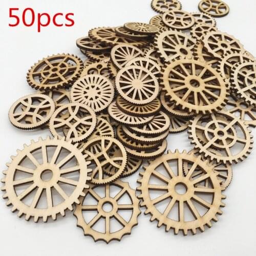 23 Types Hollowed Wood Slice DIY Stars Wings Gears Crafts Ornament Wood Scrapbooking Accessory Natural Wooden Digital Desk Sign
