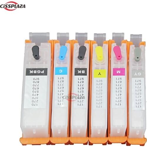 CISSPLAZA 6pcs Refillable ink Cartridge PGBK BK C M Y PGI770 CLI771 770XL with ARC chips compatible For Canon PIXMA MG7770