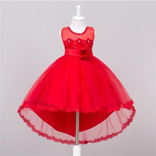 Girl Princess Dress For Vest Marriage Gauze Children Marriage Pulling End Party Formal Dress Lace Flower Girl Dress
