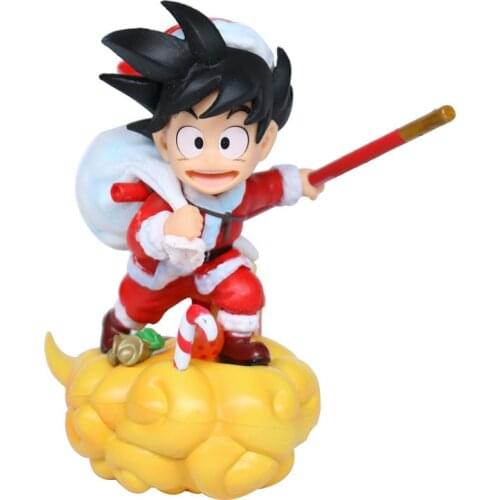 Dragon Ball Z Anime Figure Action GK Son Goku Figma 12cm ABS Statue Somersault Cloud Q Version Santa Claus Toys For Children