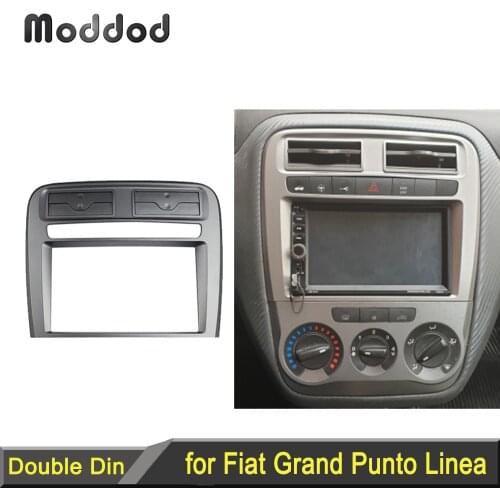 Double 2 Din Car Radio Fascia fit for Fiat Grand Punto 2005-2009 Left Wheel Dash Mounting Installation Trim Frame Stereo Kit