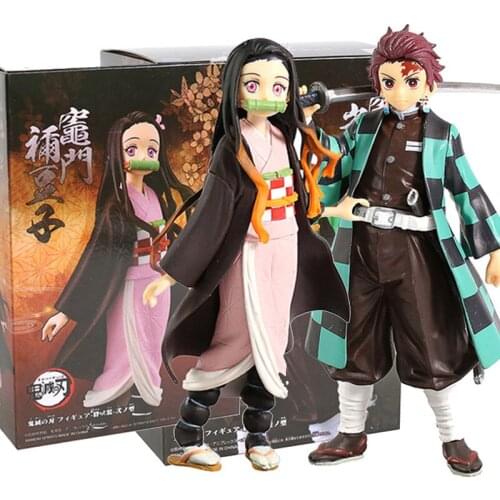Anime Demon Slayer Figure Kamado Tanjirou Nezuko Action Figures PVC Model Toys Zenitsu Figurine Inosuke Kimetsu No Yaiba Figura