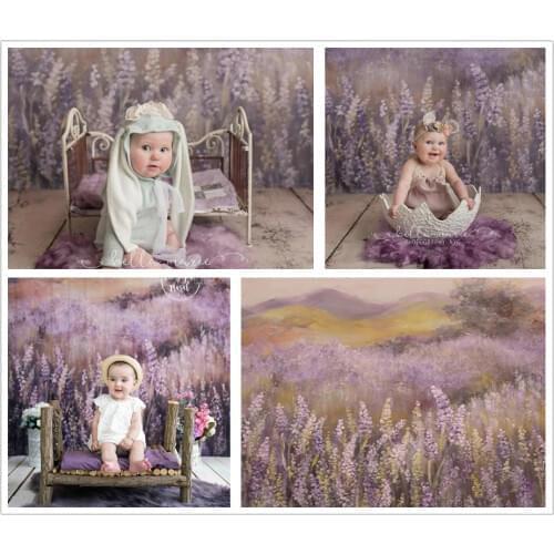 Photography Backdrop Oil Painting Lavender Manor Natural Photo Background Newborns Baby Studio Portraits Birthday Decor Banner