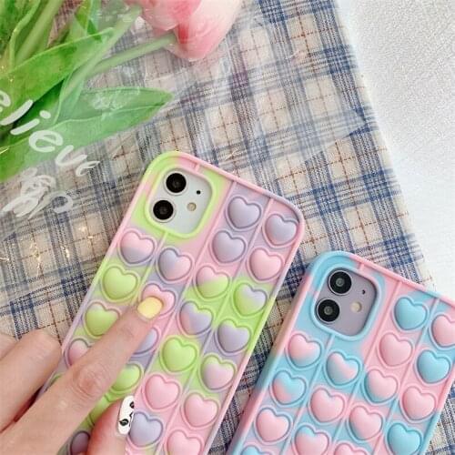 HOCE Pop Push Bubble Phone Cases For iPhone 12 11 Pro XR XS MAX 7 8 6S 6 Plus 12 Mini Funda Rainbow Camouflage Silicone Cover
