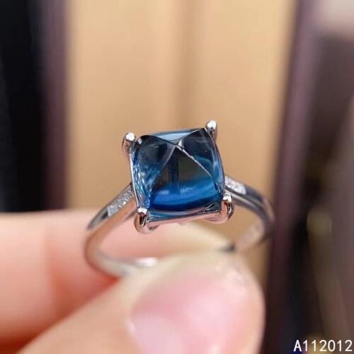 KJJEAXCMY fine jewelry natural blue topaz 925 sterling silver fashion new women gemstone ring support test with box