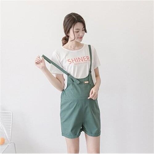 2018 Maternity summer bib Shorts T shirt suit short sleeve jumpsuit care belly pants casual shorts Maternity Clothes Pregnant