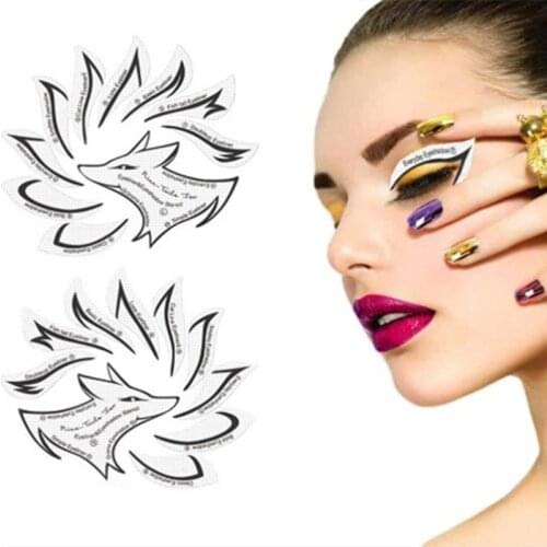 Eye Makeup Stencils Winged Eyeliner Stencil Template Shaping Tools Eyebrows Eye Shadow Makeup Template Tool Stickers Card