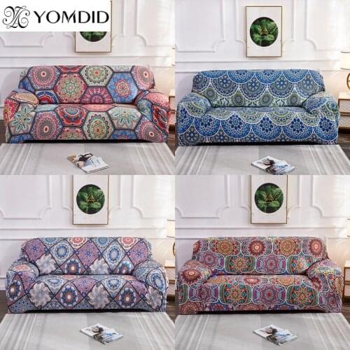 Mandala Elastic Sofa Slipcover Elastic Sofa Covers for Living Room Printed Sofa Chair Couch Cover Home Decor 1/2/3/4-seater