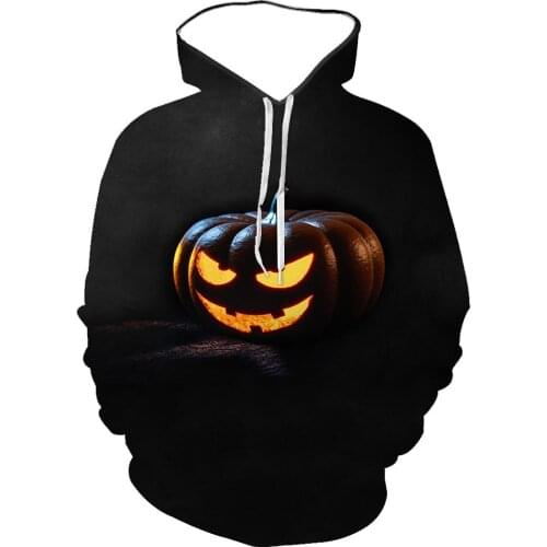 2021 New Round Neck Long-Sleeved Autumn And Winter Sports Hoodie Printed With Various Pumpkin-Related Patterns Using 3d Printing