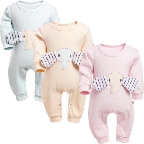 Baby Girls Boys Clothes Baby Romper Cartoon Elephant Pattern Overalls 100% Cotton Baby Jumpsuit Infant Newborn Clothes Costume