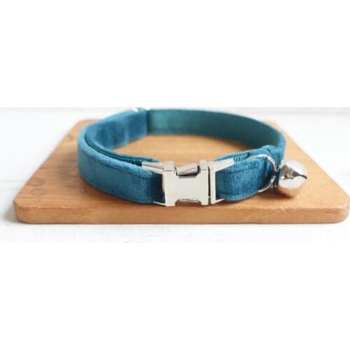 Pet Small Dog Collar Print THE TURQUOISE Adjustable Cat Nameplate ID 2 Sizes Poly Satin And Nylon Cat Collar Sash Small Bell
