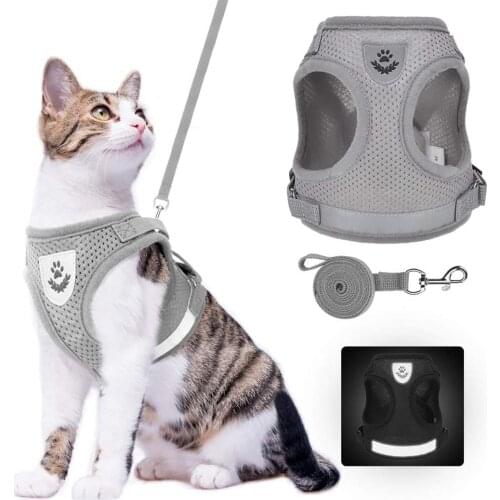 Cat Harness and Leash Set Reflective Escape Proof Cat Harness for Kitties Daily Outdoor Walking with Soft Breathable Mesh Chest