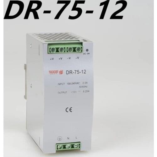 DR-75-12 75W 12V 6.3A ac dc converter SMPS Din rail Single Output Switching power supply