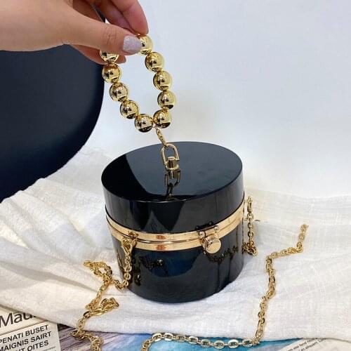 Transparent Colorful Acrylic Party Clutch Fashion Women Purses and Handbags Beaded Wrist Strap Chain Shoulder Bag Designer Bag