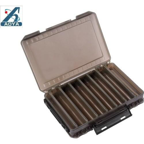 AOYA Fishing Tackle Box Spomb Plastic 6 Compartments Snap Double Side Minnow Bait Spinner Lure Hooks Fishing Accessories Storage