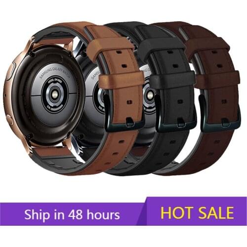 20mm Strap for Samsung for Galaxy Watch Active / active 2 40mm 44mm Bands Bracelet Quick Release Genuine Leather Silicone Hybrid