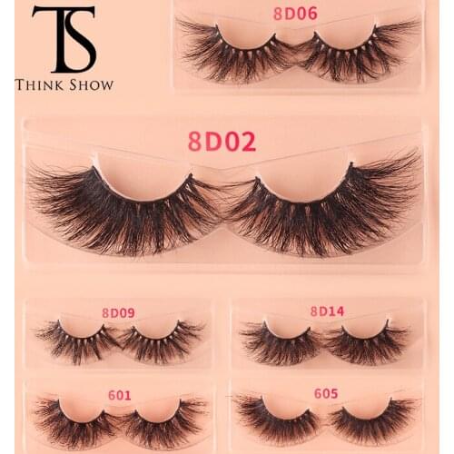 THINKSHOW 10 pairs/lot 25mm Mink Lashes 8D Full Strip Lashes Mink Dramatic Long Eyelashes 100% Handmade Reusable Lash In Bulk