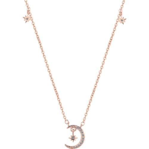 Net red hot sale simple atmosphere temperament wild two-color star month female models silver plated necklaces SE056