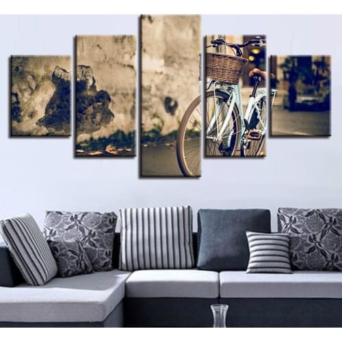 Modern Home Art Prints Decor For Living Room Wall 5 Pieces Bike Landscape Pictures Frame Modular Poster Canvas Painting Artworks