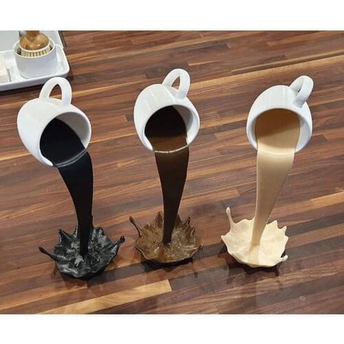 Resin Statues Floating Coffee Cup Art Sculpture Home Kitchen Decoration Crafts Spilling Magic Pouring Liquid Splash Mug