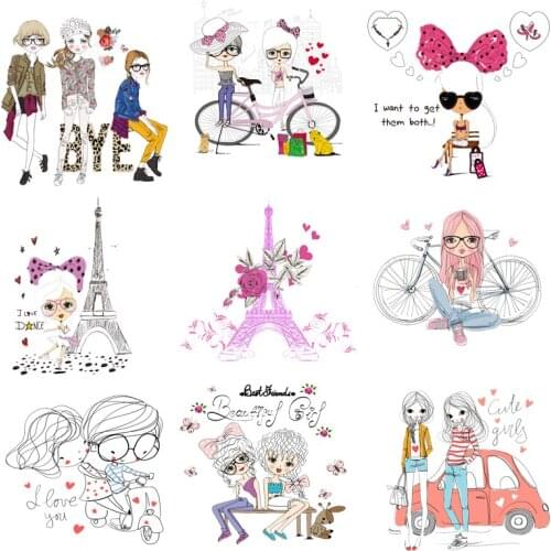 Iron-on Transfers for Clothing Patches for Clothes Girls Stickers Diy Friend Patch Flex Fusible Transfer Vinyl Adhesive Stripe C