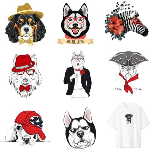 Iron-on Transfers for Clothing Ironing Patches Stickers Diy Animals Patch Flex Fusible Transfer Vinyl Adhesive Stripe Jackets C