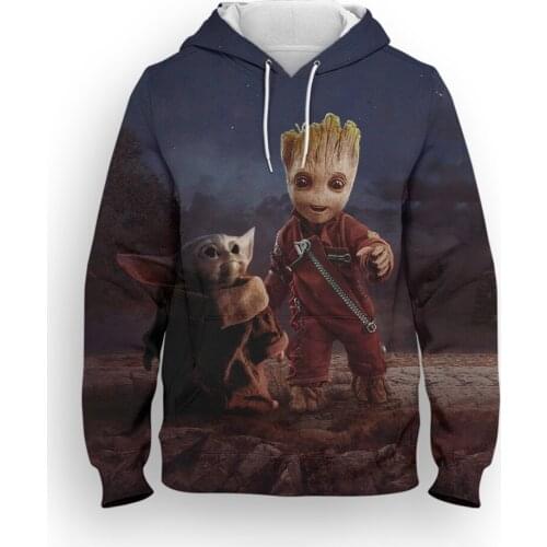 Mens Hoodies Marvel 3D Print Groot Boy Girl Kids Anime Sweatshirt Fashion Spring Streetwear Women Oversized Pullover