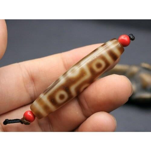 Treasure Magic Power Magic LKbrother Magic Power Tibetan Old Agate Ivory Color 9 Eye dZi Bead Amulet 55MM 3A Pendant