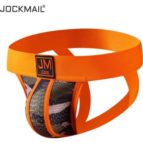 JOCKMAIL Mens Athletic Supporter Performance Mesh Breathable Jockstrap Elastic Waistband Gay Underwear Sexy Camouflage Thong