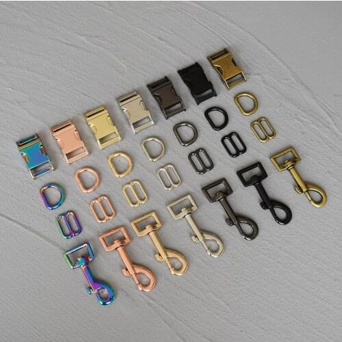 10 Sets 20mm Metal hardware D ring adjuster belt strap slider release buckle for pet dog collar harness DIY accessory 20-4s8