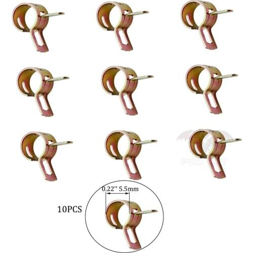 10x 0.22'' 5.5mm (ID) Spring Clip Fuel Oil Line Silicone Vacuum Hose Clamp