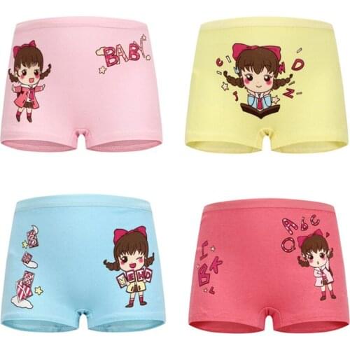 4 Pcs Cute Cartoon Pure Cotton Soft Children Underwear Girls Pink Panties Kids Boxer Briefs Child Girl Pants 2-12 Years