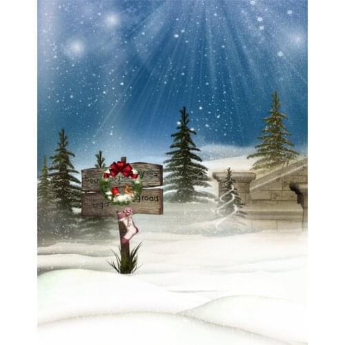 5x7ft Christmas Snow Tree Sock Photography Backdrops Photo Props Studio Background