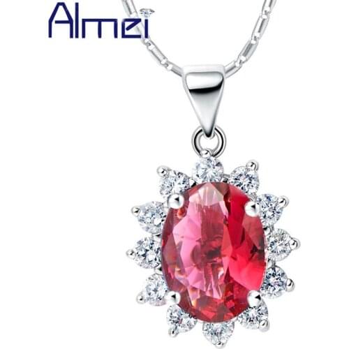 Almei Flower Pendant Necklace Design Multi Colored Wedding Necklaces For Women with Blue Stones Beautiful Ornamentation N1143