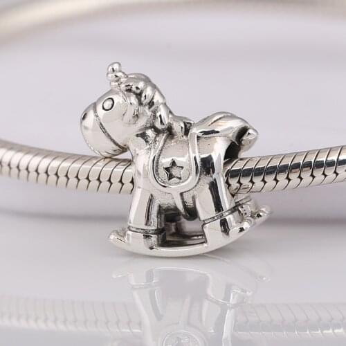 Authentic S925 DIY Jewelry Unicorn Horse Charm fit Lady Bracelet Bangle Girl Gift