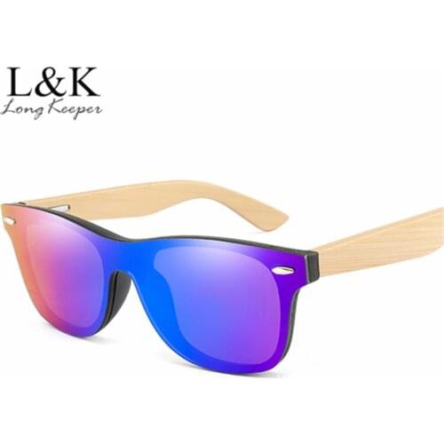 Bamboo One Piece Lens Sunglasses Men Women Vintage Coating Mirror Wood Sun Glasses Colorful Glasses Unisex Shades Oculos UV400