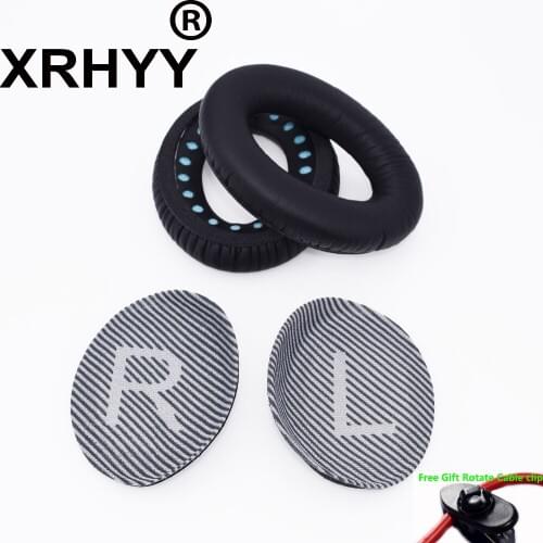 XRHYY Black Replacement Ear Pad Earpads Cushion Cover For Bose Quiet Comfort 35 (QC35) headphoneswith 'L and R' lettering