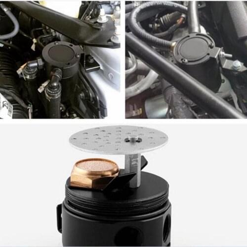 Black Compact Baffled 2-Port Oil Catch Can / Tank/Air-Oil Separator Universal Replacement Waste Gas Oil Recover Pot