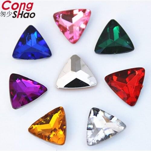 Cong Shao 100pcs 15mm Colorful Acrylic triangles Rhinestone trim Sharp bottom stones and crystal DIY Jewellery Accessories CS767