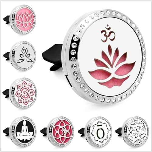 Lotus flower Yoga Car Clip 316L Stainless Steel Perfume Essential Oil Diffuser Car Air Outlet Freshener Decoration Aroma Locket