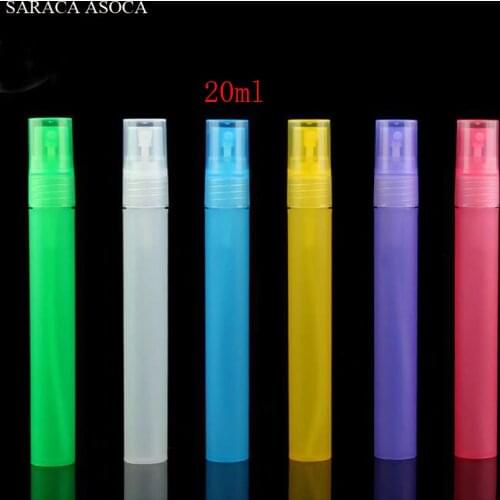 Wholesale And Retail 22ml/cc 80pcs/lot 20ml Small Empty Spray Bottle Plastic Perfume Sample Refillable Bottles Atomizer 6 Color