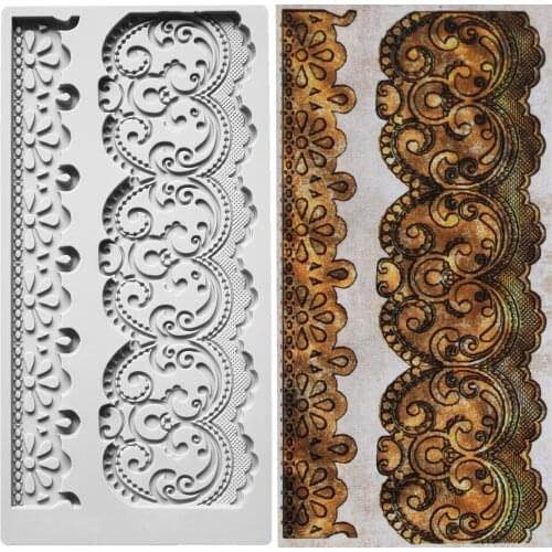 Border Lace Silicone Mold Fondant Mould Cake Decorating Tools Chocolate Gumpaste Molds, Sugarcraft, Kitchen Gadget